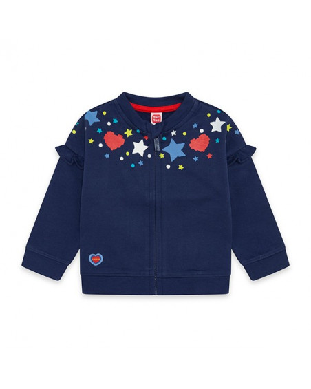 Sweat-shirt en peluche avec fermeture éclair fille bleu Sweat-shirt en peluche avec fermeture éclair fille bleu