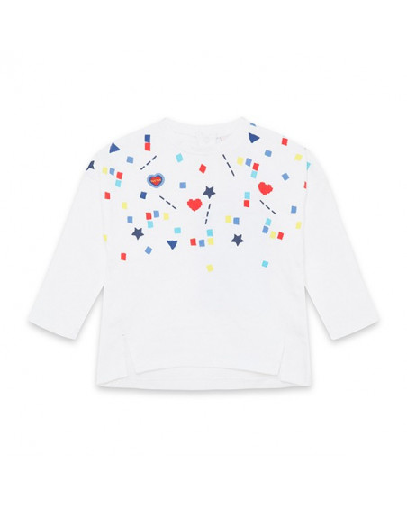 Tee-shirt en jersey coeurs fille blanc superfreaks Tee-shirt en jersey coeurs fille blanc superfreaks