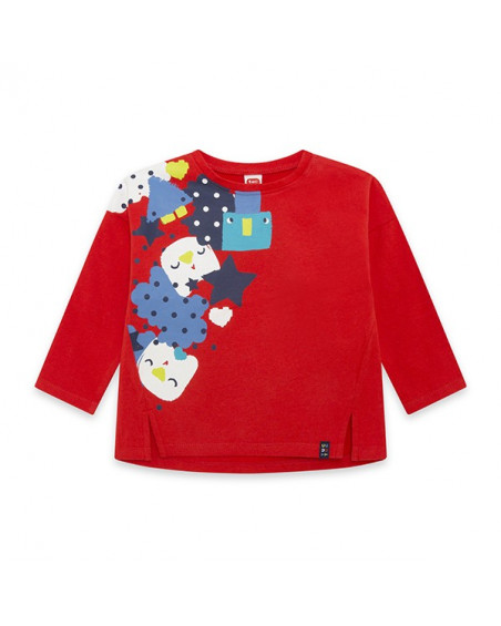 Tee-shirt en jersey imprimée fille rouge superfreaks Tee-shirt en jersey imprimée fille rouge superfreaks