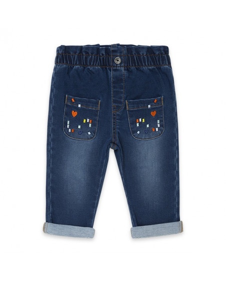 Pantalon en sergé avec poches fille bleu superfreaks Pantalon en sergé avec poches fille bleu superfreaks