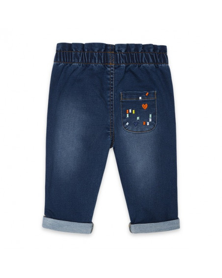 Pantalon en sergé avec poches fille bleu superfreaks Pantalon en sergé avec poches fille bleu superfreaks