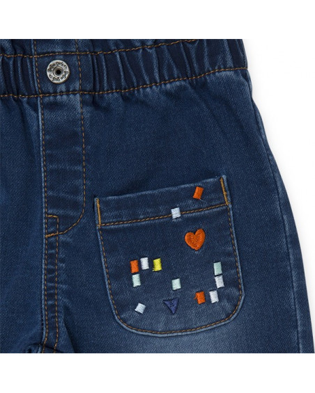 Pantalon en sergé avec poches fille bleu superfreaks Pantalon en sergé avec poches fille bleu superfreaks