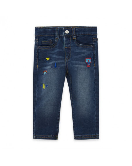 Pantalon en sergé effet denim garçon bleu superfreaks Pantalon en sergé effet denim garçon bleu superfreaks