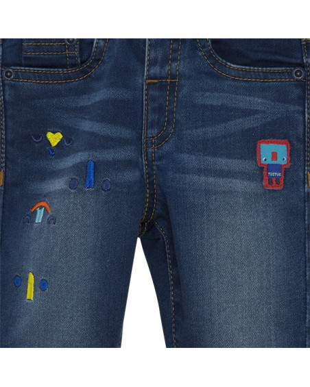 Pantalon en sergé effet denim garçon bleu superfreaks Pantalon en sergé effet denim garçon bleu superfreaks