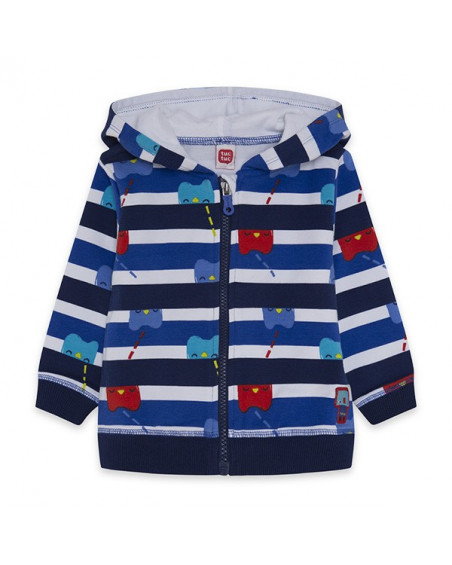 Sweat-shirt capuche en peluche avec capuche garçon bleu Sweat-shirt capuche en peluche avec capuche garçon bleu