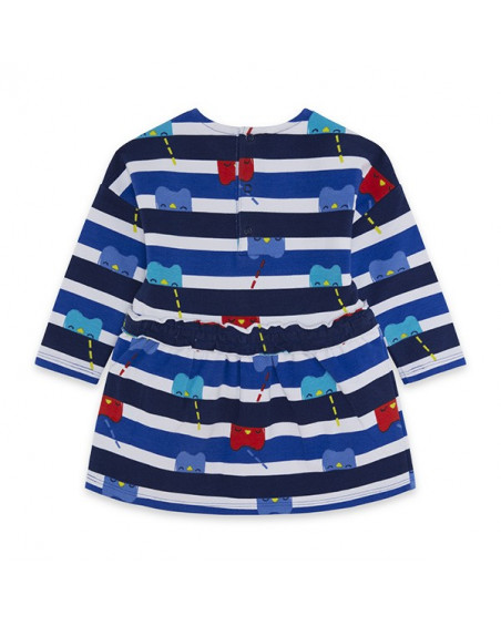 Robe en coton molletonné à rayures fille bleue superfreaks Robe en coton molletonné à rayures fille bleue superfreaks