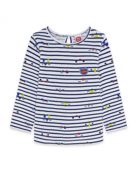 Tee-shirt en jersey à rayures fille bleu superfreaks Tee-shirt en jersey à rayures fille bleu superfreaks