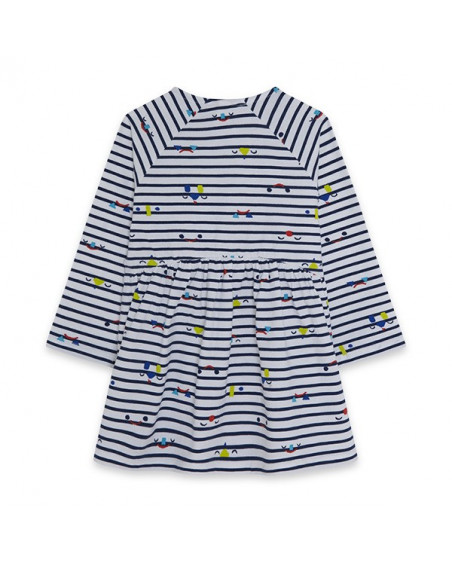 Robe en jersey à rayures fille bleue superfreaks Robe en jersey à rayures fille bleue superfreaks
