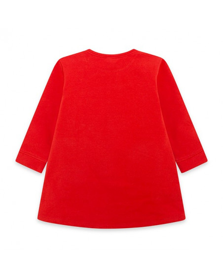 Robe en coton molletonné coeur fille rouge superfreaks Robe en coton molletonné coeur fille rouge superfreaks