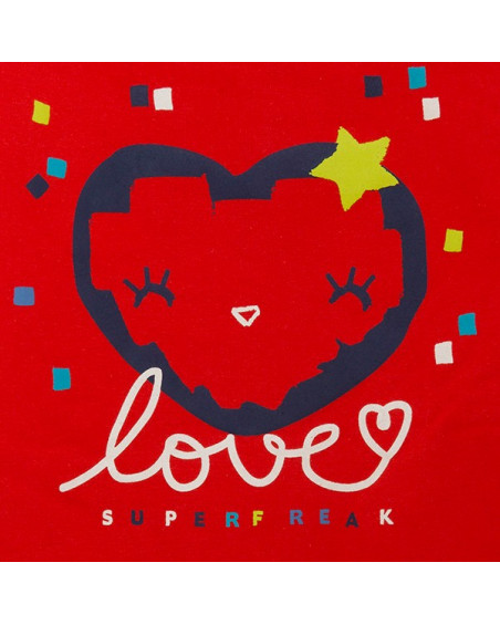 Robe en coton molletonné coeur fille rouge superfreaks Robe en coton molletonné coeur fille rouge superfreaks