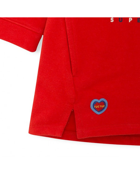 Robe en coton molletonné coeur fille rouge superfreaks Robe en coton molletonné coeur fille rouge superfreaks