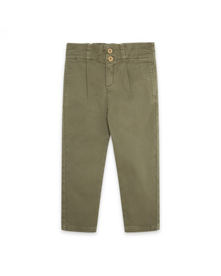 Pantalon en sergé lacets fille vert hidden nature Pantalon en sergé lacets fille vert hidden nature