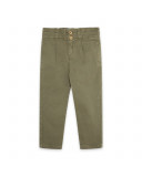 Pantalon en sergé lacets fille vert hidden nature Pantalon en sergé lacets fille vert hidden nature