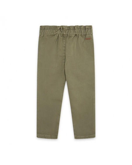 Pantalon en sergé lacets fille vert hidden nature Pantalon en sergé lacets fille vert hidden nature