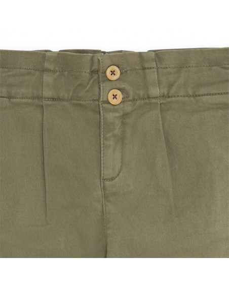 Pantalon en sergé lacets fille vert hidden nature Pantalon en sergé lacets fille vert hidden nature