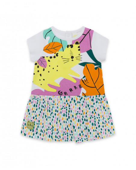 Robe en jersey combiné fille blanche in the jungle Robe en jersey combiné fille blanche in the jungle