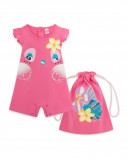 Grenouillère en jersey+sac short fille rose tahiti Grenouillère en jersey+sac short fille rose tahiti