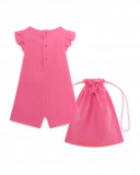 Grenouillère en jersey+sac short fille rose tahiti Grenouillère en jersey+sac short fille rose tahiti