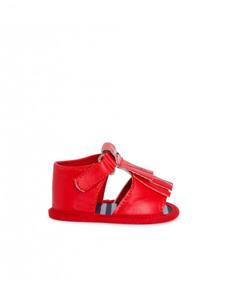 Sandales cuirette franges fille rouge little pirates Sandales cuirette franges fille rouge little pirates