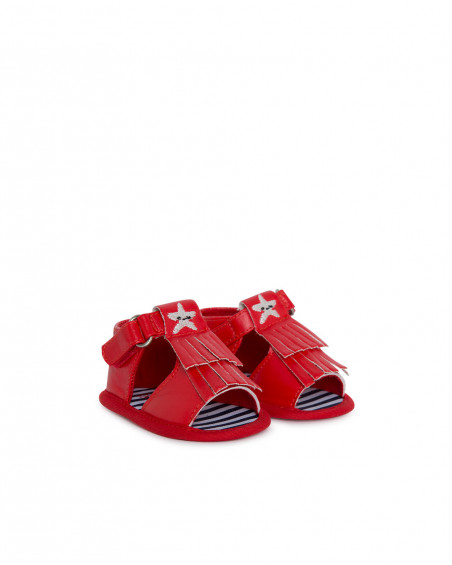 Sandales cuirette franges fille rouge little pirates Sandales cuirette franges fille rouge little pirates