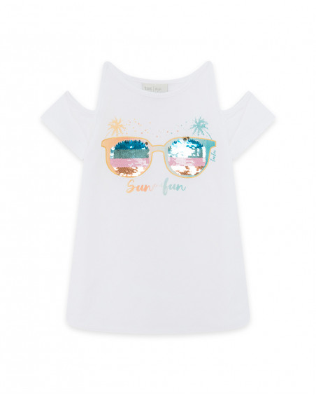 Tee-shirt en jersey lunettes fille blanche venice beach