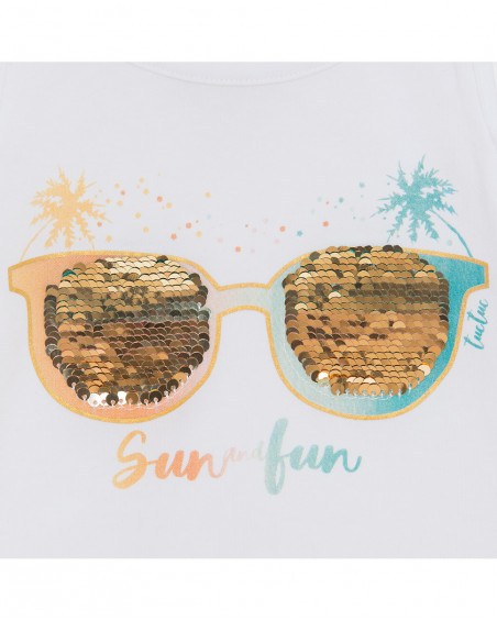 Tee-shirt en jersey lunettes fille blanche venice beach