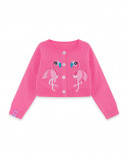 Veste en tricot boutons fille rose tahiti Veste en tricot boutons fille rose tahiti