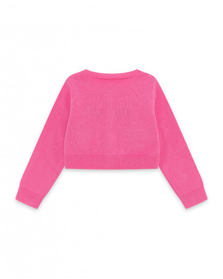 Veste en tricot boutons fille rose tahiti