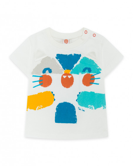 Tee-shirt en jersey imprimée fille beige smile today Tee-shirt en jersey imprimée fille beige smile today