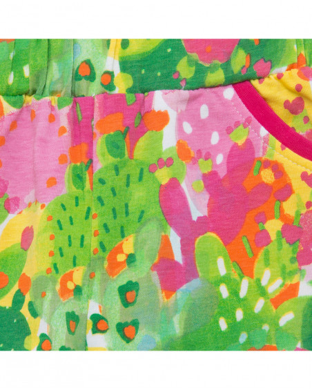 Short en jersey imprimé fille vert funcactus Short en jersey imprimé fille vert funcactus