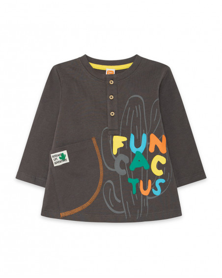 Tee-shirt en jersey manche longue garçon marron funcactus Tee-shirt en jersey manche longue garçon marron funcactus
