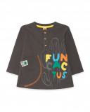 Tee-shirt en jersey manche longue garçon marron funcactus Tee-shirt en jersey manche longue garçon marron funcactus