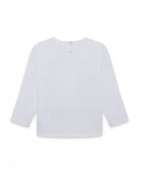 Tee-shirt en jersey manche longue fille blanche enjoy the sun