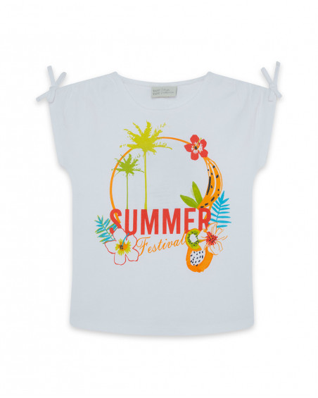 Tee-shirt en jersey message fille blanche summer festival Tee-shirt en jersey message fille blanche summer festival