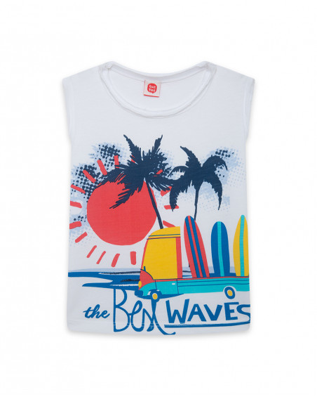 Tee-shirt en jersey bretelles garçon blanche enjoy the sun Tee-shirt en jersey bretelles garçon blanche enjoy the sun