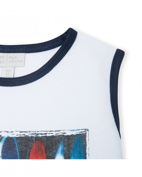 Tee-shirt en jersey bretelles garçon blanche surf club Tee-shirt en jersey bretelles garçon blanche surf club