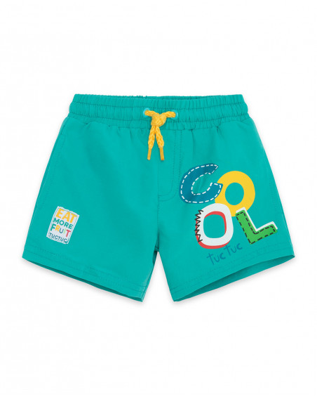 Short de bain message garçon bleu fruitty time