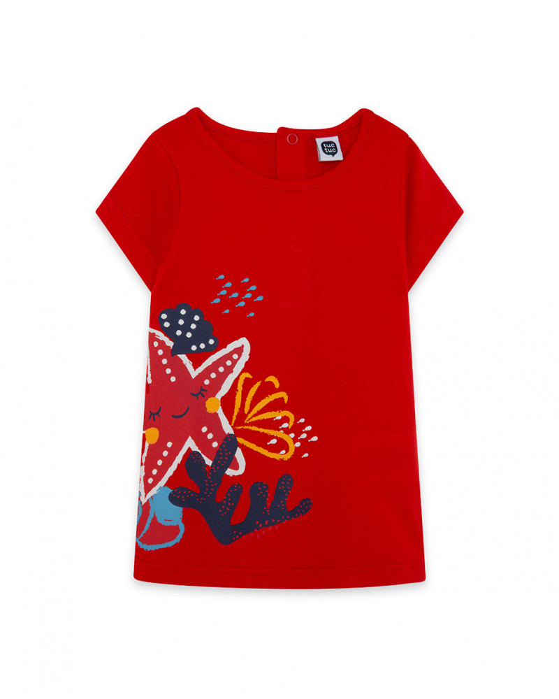 Tee-shirt en jersey imprimée fille rouge red submarine