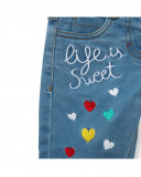 Pantalon en jeans coeurs fille bleu fruitty time Pantalon en jeans coeurs fille bleu fruitty time