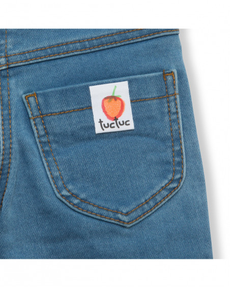 Pantalon en jeans coeurs fille bleu fruitty time