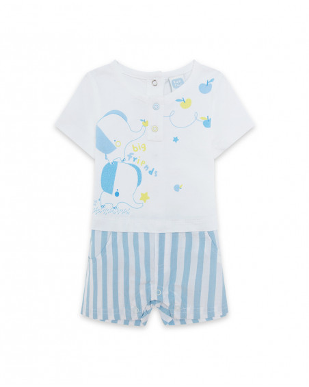 Grenouillère jersey et popelin short garçon bleu so cute