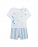 Grenouillère jersey et popelin short garçon bleu so cute Grenouillère jersey et popelin short garçon bleu so cute