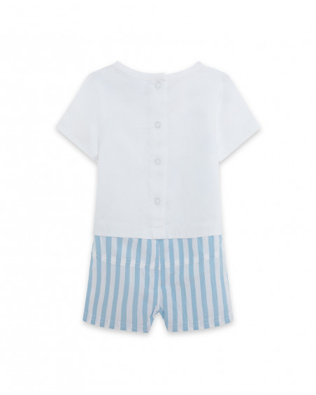Grenouillère jersey et popelin short garçon bleu so cute