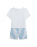 Grenouillère jersey et popelin short garçon bleu so cute Grenouillère jersey et popelin short garçon bleu so cute