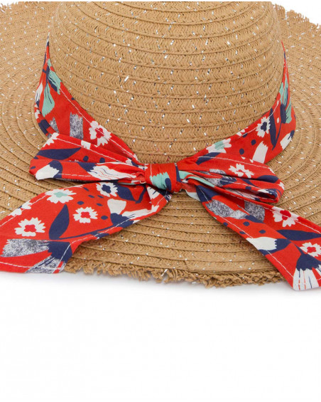 Bonnet en raphia fleurs fille rouge sea lovers Bonnet en raphia fleurs fille rouge sea lovers