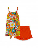 Tee-shirt et short en jersey lacets fille orange summer festival Tee-shirt et short en jersey lacets fille orange summer festival