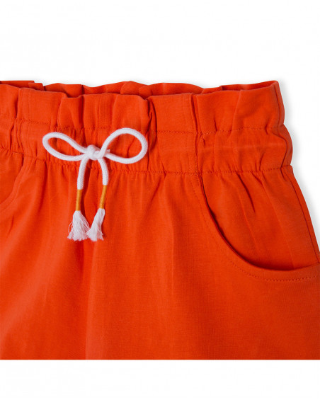 Tee-shirt et short en jersey lacets fille orange summer festival Tee-shirt et short en jersey lacets fille orange summer festival