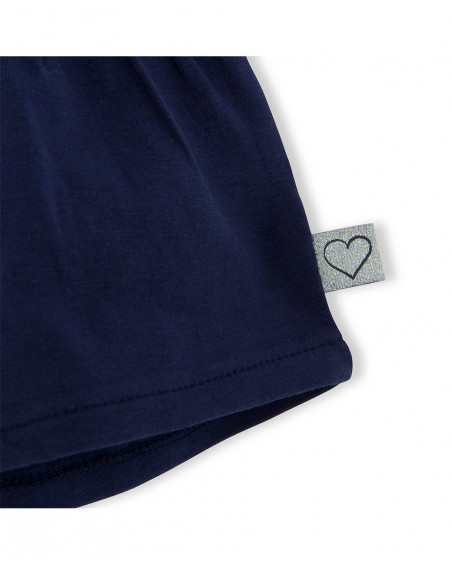 Short en jersey lacets fille marine basicos kids