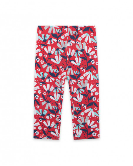 Leggings capri en jersey fleurs fille rouge sea lovers Leggings capri en jersey fleurs fille rouge sea lovers