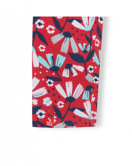 Leggings capri en jersey fleurs fille rouge sea lovers Leggings capri en jersey fleurs fille rouge sea lovers